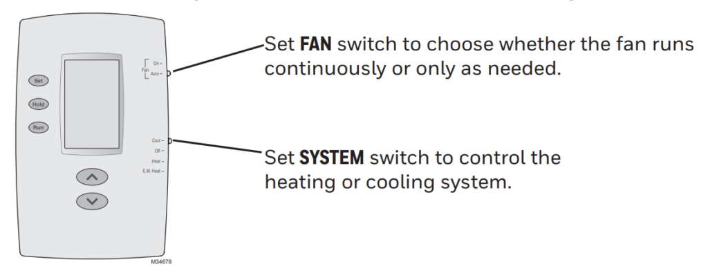 Honeywell PRO 2000 Series Fan Operation Settings