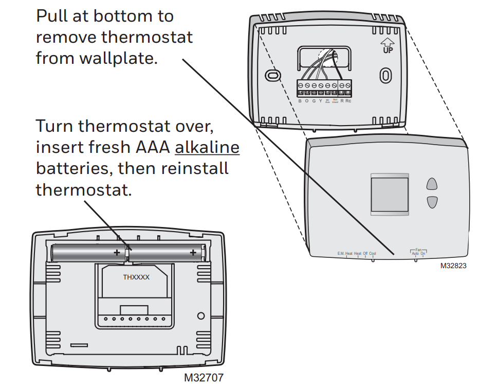 Honeywell PRO 1000 Series Battery Replacement Instructions