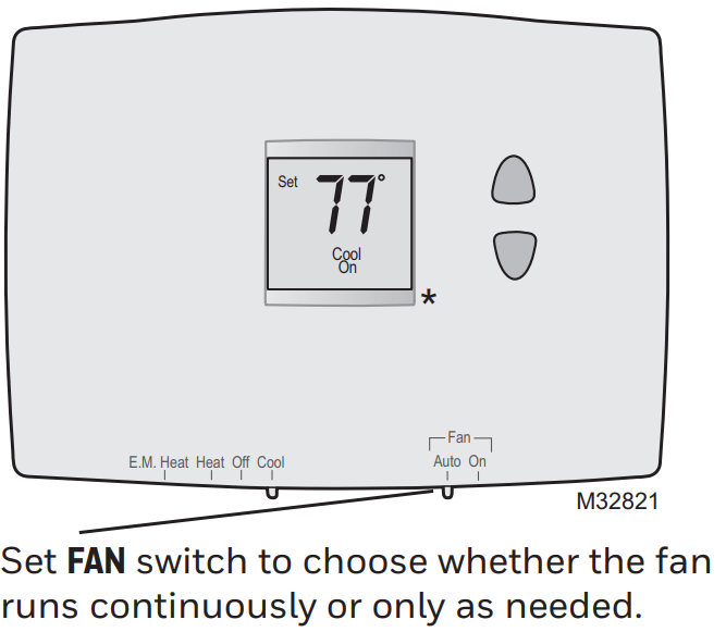 Honeywell PRO 1000 Series Fan Operating Setting