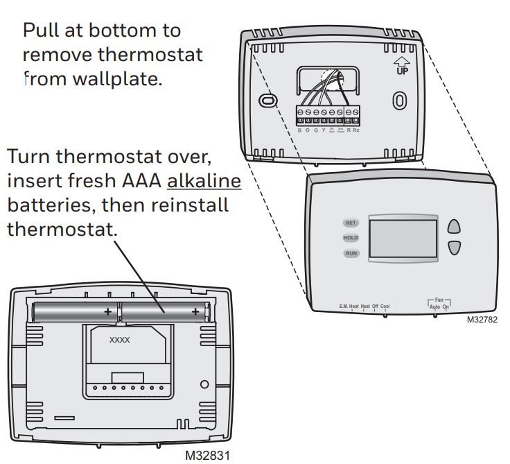 Honeywell PRO 2000 Series Battery Replacement Instructions