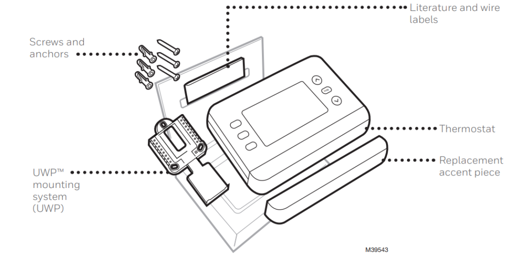 Honeywell X2S Smart Thermostat RTH2SMC Package Contents