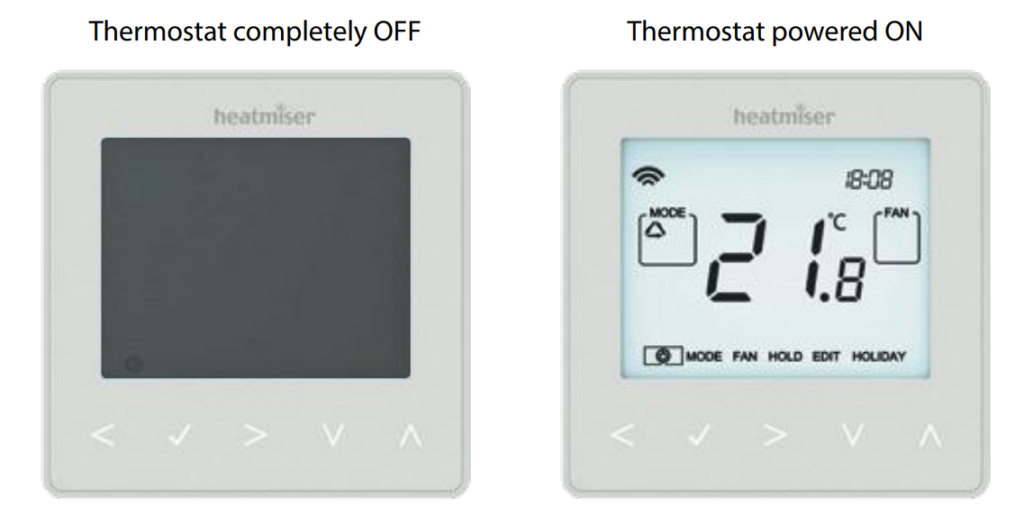 Heatmiser Edge Programmable Room Thermostat Power on off