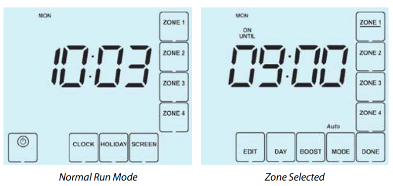 Heatmiser TM4 V2 4-Channel Time Clock Normal run mod