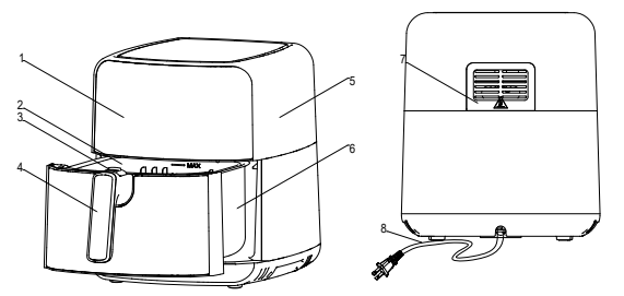 Oster CKSTAFLC-DM 5Q Air Fryer Main Parts and Components
